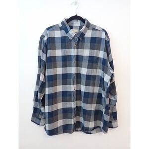 Hobbs Creek Shirt Mens XL Blue Gray Flannel Plaid Button Down Long Sleeve Casual